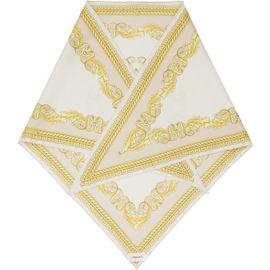 Versace Versace Off-White & Yellow Silk Twill Triangle Head Scarf