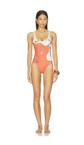 VERSACE VERSACE One Piece Swimsuit Stolen Jewels Printed On Responsible Matt Lycra