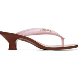 Versace Versace Pink & Brown Sophie Rubber Thong Heeled Sandals