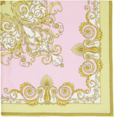 Versace Versace Pink Printed Silk Twill Scarf