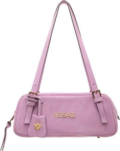 Versace Versace Pink 'Versace Tag' Suede Bowling Bag