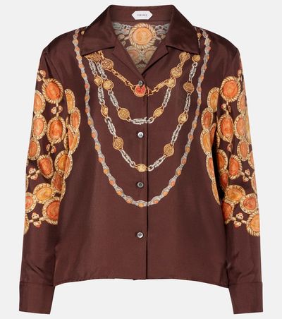 Versace Versace Printed cropped silk twill shirt