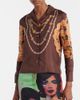 Versace Versace Printed cropped silk twill shirt - 3
