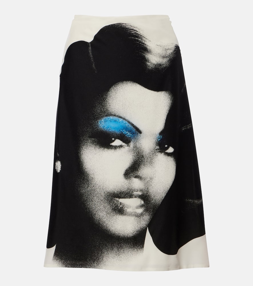 Versace Versace Printed silk poplin midi skirt