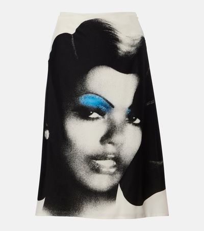 Versace Versace Printed silk poplin midi skirt
