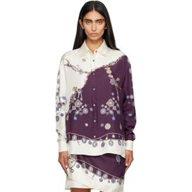 Versace Versace Purple & White Printed Silk Twill Shirt