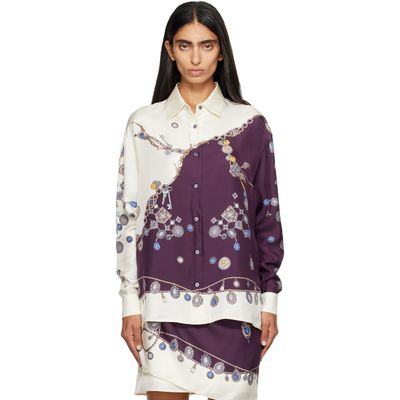 Versace Versace Purple & White Printed Silk Twill Shirt