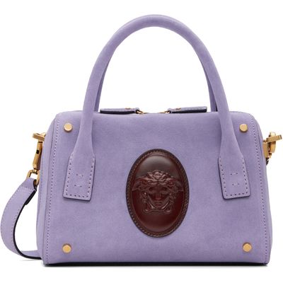 Versace Versace Purple Roomy Small Suede Boston Bag