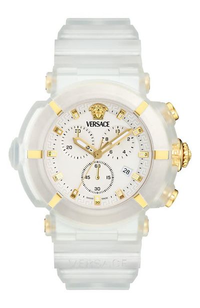 Versace Versace Real Active Chronograph Silicone Strap Watch, 45mm
