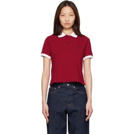 Versace Versace Red & White Embroidered Cotton Piqué Polo