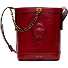 Versace Versace Red Pivot Mini Leather Bucket Bag