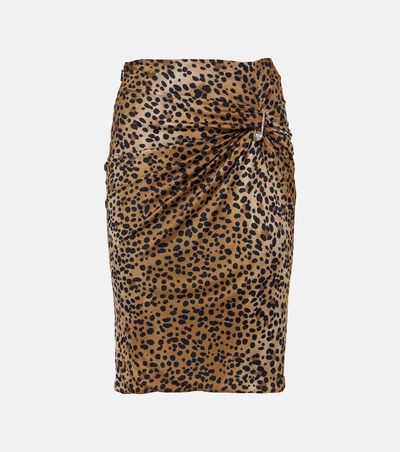 Versace Versace Safety Pin gathered leopard-print pencil skirt