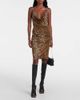 Versace Versace Safety Pin gathered leopard-print pencil skirt - 2