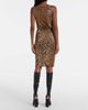 Versace Versace Safety Pin gathered leopard-print pencil skirt - 3