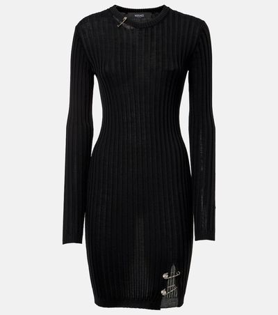 Versace Versace Safety Pin ribbed-knit minidress