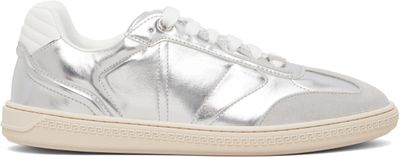 Versace Versace Silver Greca Court Metallic Sneakers