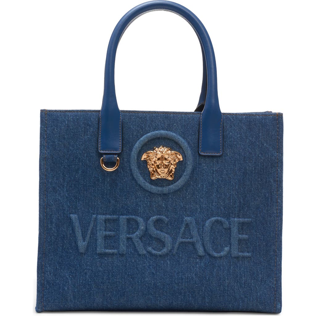 Versace Versace Small La Medusa Denim Tote