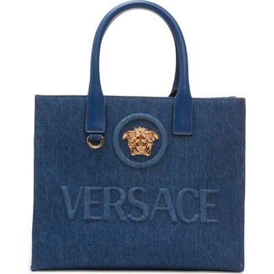 Versace Versace Small La Medusa Denim Tote