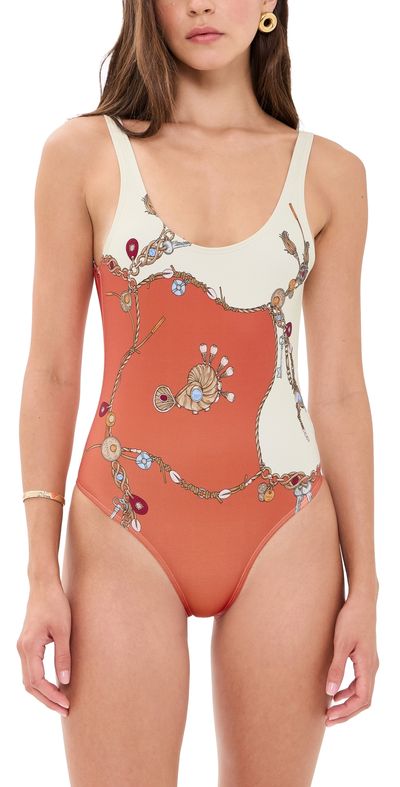 Versace Versace Stolen Jewels Printed One-Piece Swimsuit Orange/White/Gold