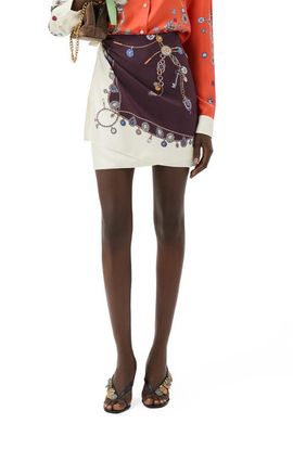 Versace Versace Stolen Jewels Trompe l'Oeil Print Silk Twill Skirt