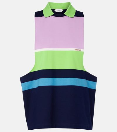 Versace Versace Striped cotton jersey tank top