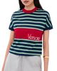 Versace Versace Striped Cotton Jersey with Intarsia Jersey Ink/Grass Green/White - 1