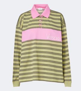 Versace Versace Striped oversized cotton jersey polo shirt