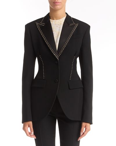 Versace Versace Studded Peak Lapel Wool Blazer
