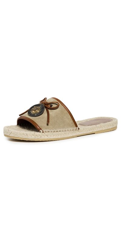 Versace Versace Suede and Calf Leather Espadrilles Mud/Chestnut/Gold