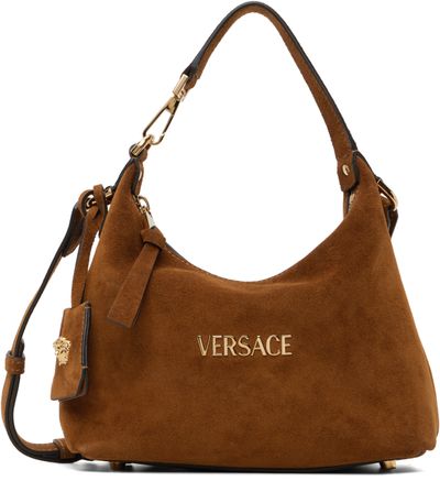 Versace Versace Tan Versace Tag Suede Bag