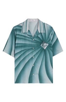 Versace Versace The Vortex Print Cotton Poplin Camp Shirt