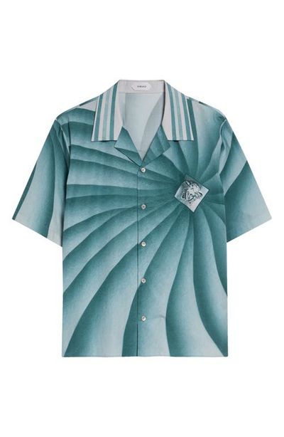 Versace Versace The Vortex Print Cotton Poplin Camp Shirt