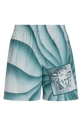 Versace Versace The Vortex Print Cotton Poplin Shorts