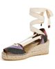 Versace Versace Twill Stripe and Calf Leather Espadrilles Bright Pink/Teal/Orange - 1
