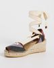 Versace Versace Twill Stripe and Calf Leather Espadrilles Bright Pink/Teal/Orange - 2