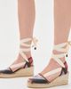 Versace Versace Twill Stripe and Calf Leather Espadrilles Bright Pink/Teal/Orange - 5