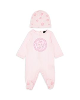 Versace Versace Unisex Jersey Medusa Dots Footie and Hat Set