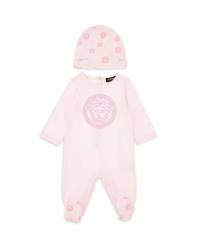 Versace Versace Unisex Jersey Medusa Dots Footie and Hat Set