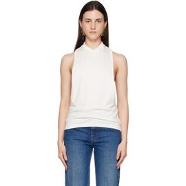 Versace Versace White Embroidered Stretch Cotton-Jersey Tank Top