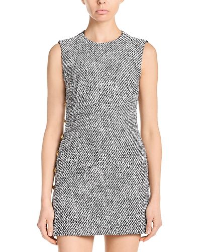 Versace Versace Wool & Silk Button Trim Dress