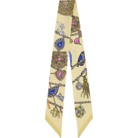 Versace Versace Yellow Printed Silk Twill Ribbon Scarf
