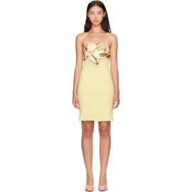 Versace Versace Yellow Silk Crêpe Marocaine Strapless Minidress