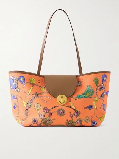 VERSACE Vivian printed leather-trimmed canvas tote