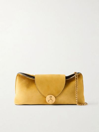 VERSACE Vivienne logo-embellished suede clutch
