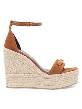 Versace Women's 120MM Medusa Suede Espadrille Platform Wedge Sandals