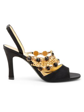 Versace Women's 90MM Embellished Leather Slingback Sandals