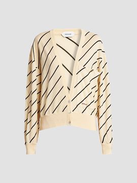 Versace Women's La Vacanza Bias Striped Wool Oversized Cardigan
