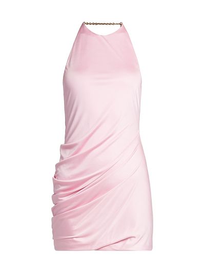 Versace Women's La Vacanza Draped Jersey Chain Halter Minidress