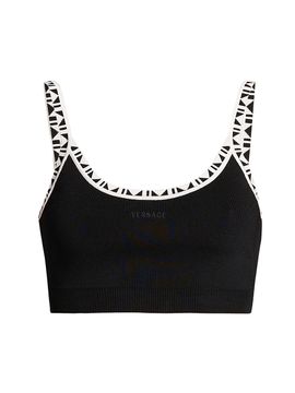 Versace Women's La Vacanza Graphic Trim Crop Top