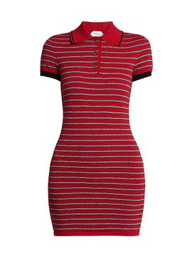 Versace Women's La Vacanza Greca Stripe Cotton-Blend Polo Minidress